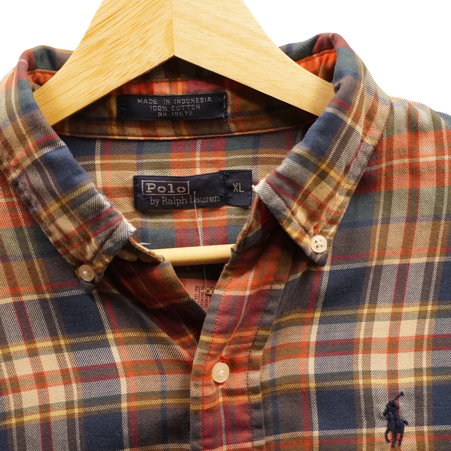 Polo Button Up Plaid/BLK (L)