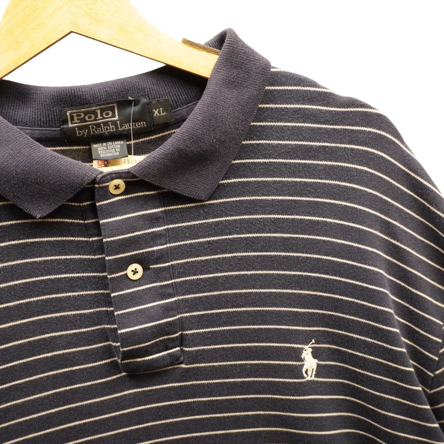 White on Navy Striped Polo (XL)