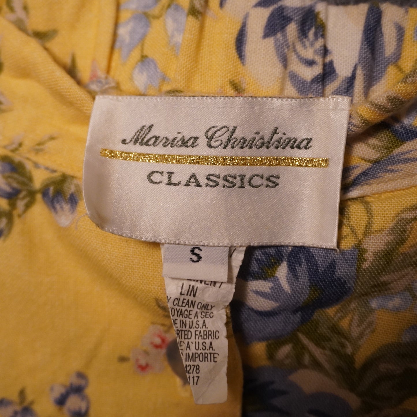 Vintage Yellow Floral Long Skirt (W26)