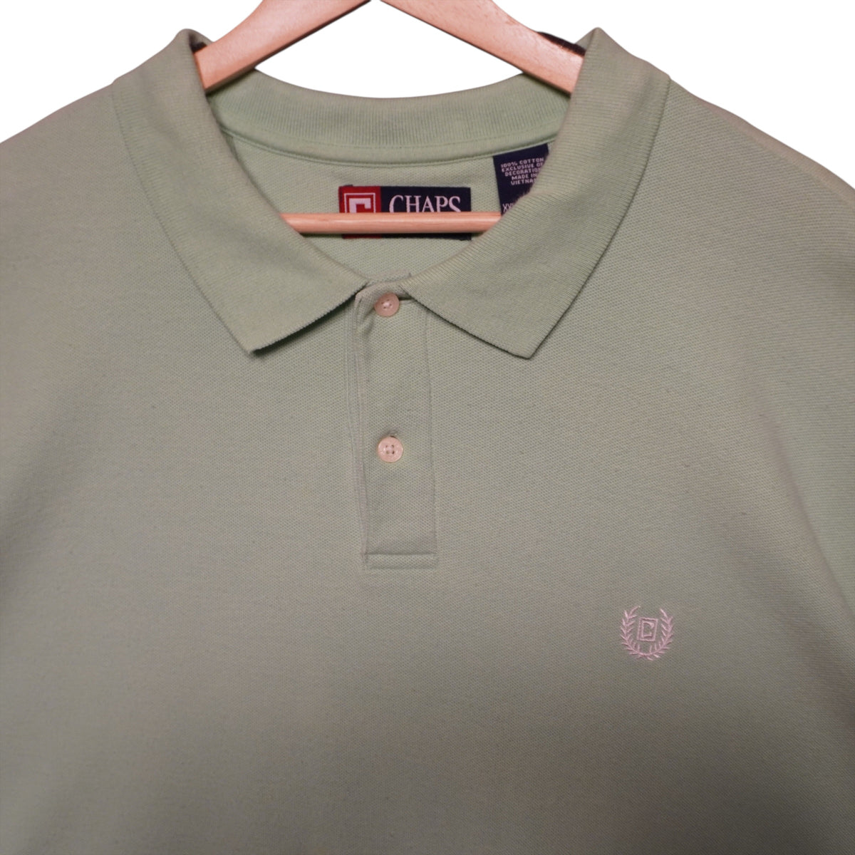 Chaps White on Lime Boxy Polo