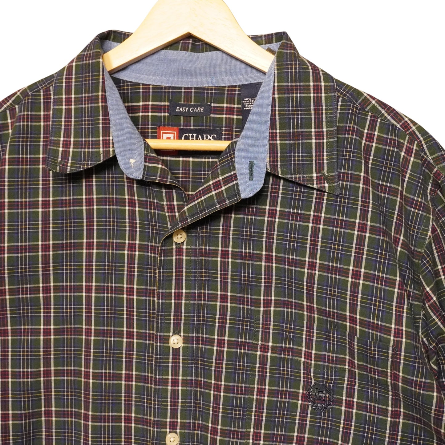 Chaps Navy on Plaid Button Down (L)