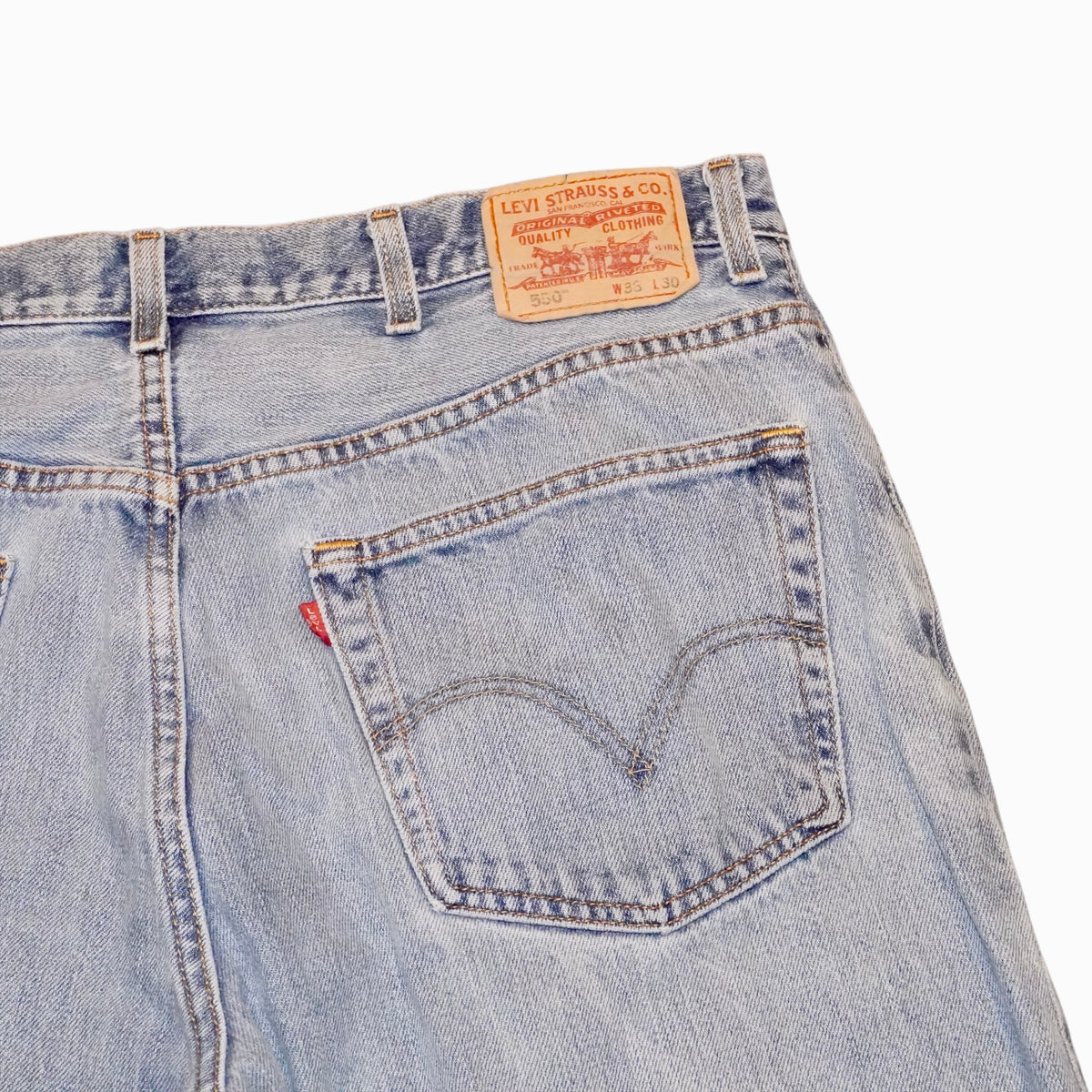 Close-up of front waistband and pockets
