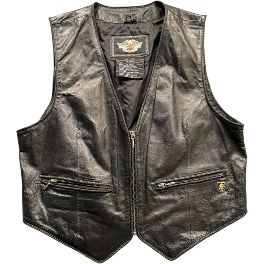 (Womens XL) (Mens Small) Vintage Harley Leather Vest