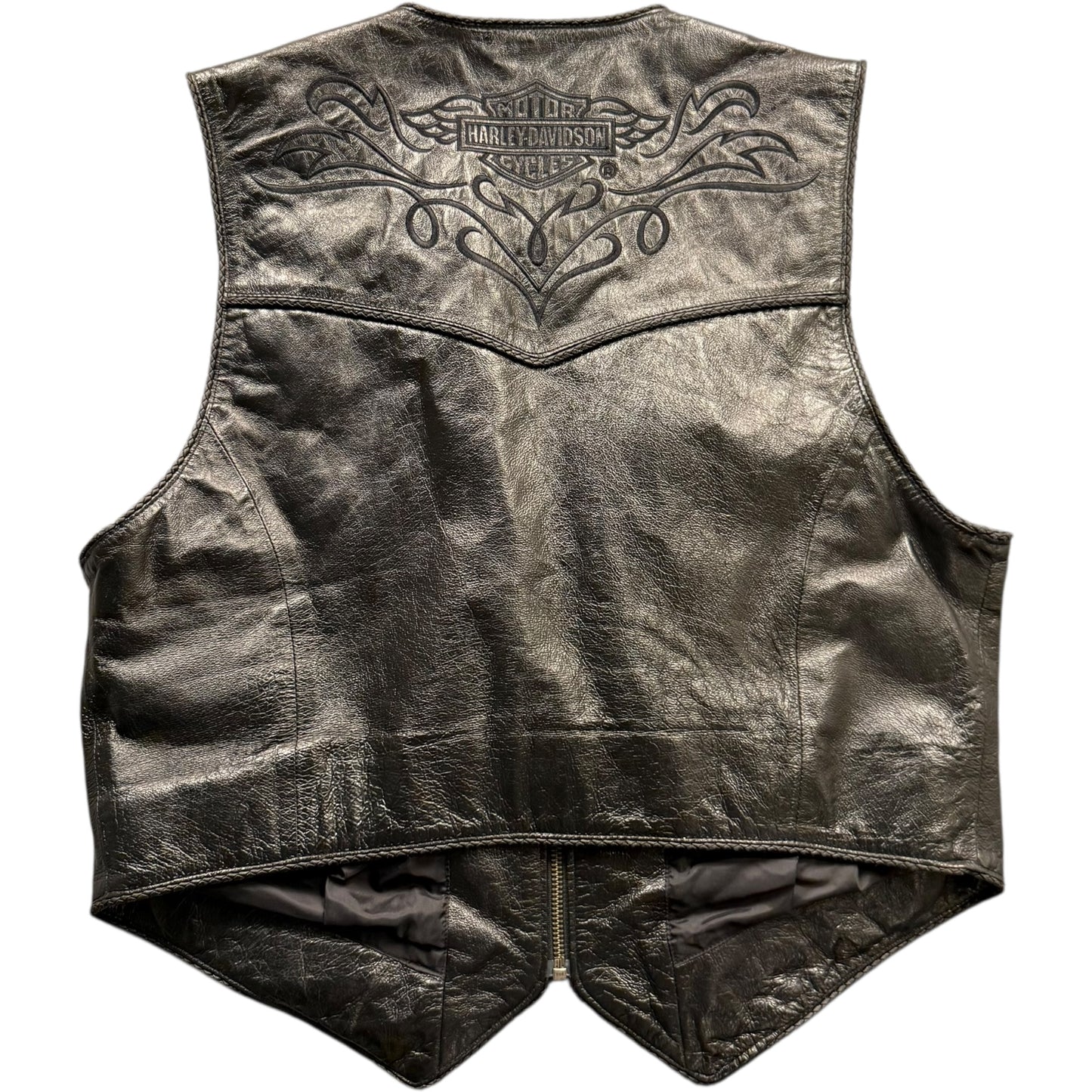 (Womens XL) (Mens Small) Vintage Harley Leather Vest