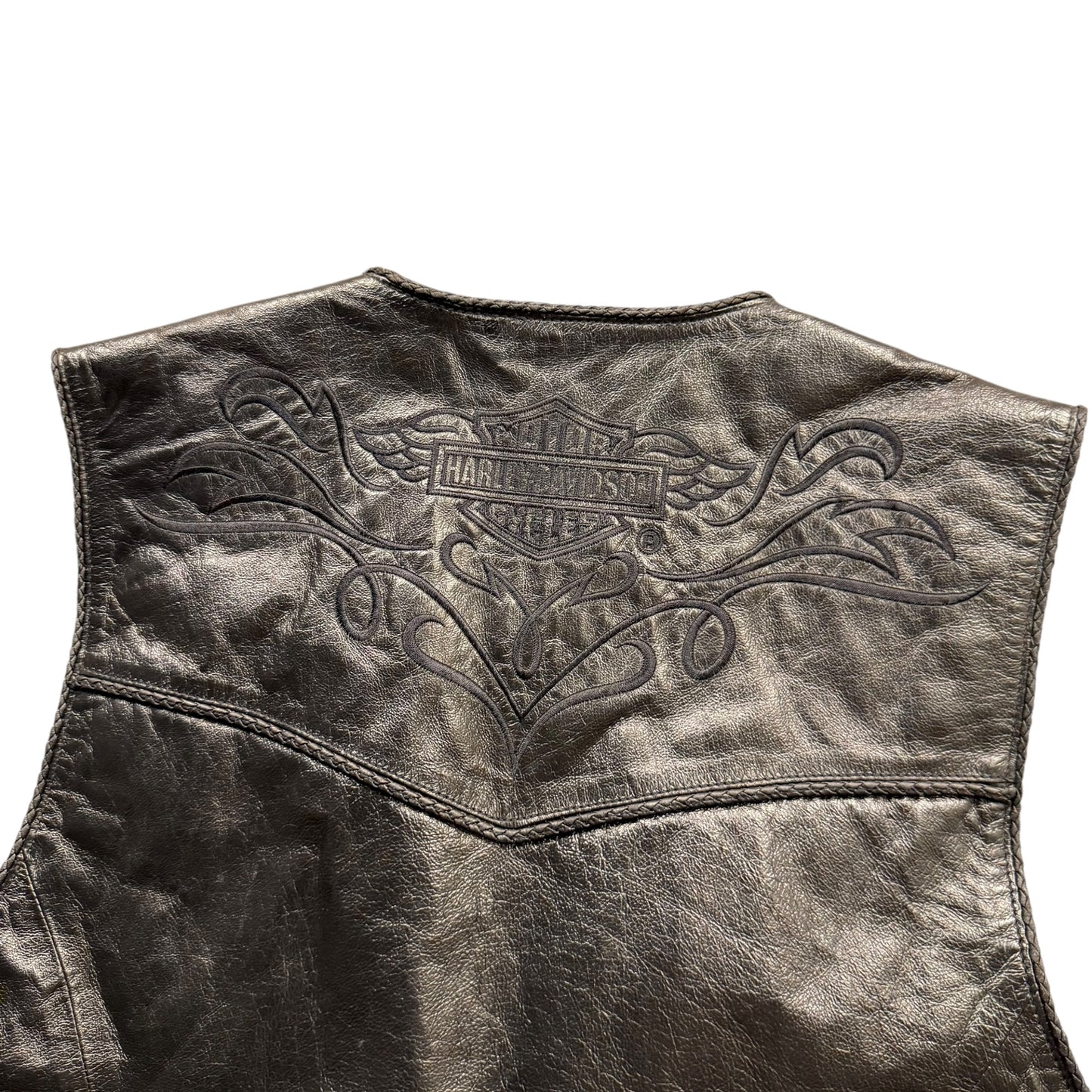(Womens XL) (Mens Small) Vintage Harley Leather Vest