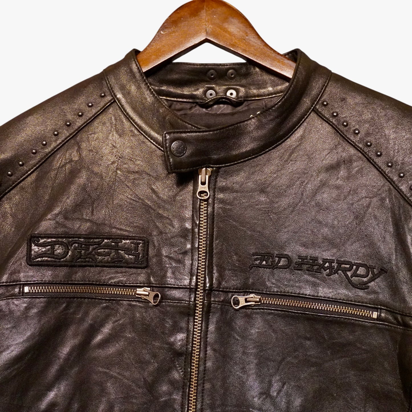 Vintage Ed Hardy Leather Jacket (L)