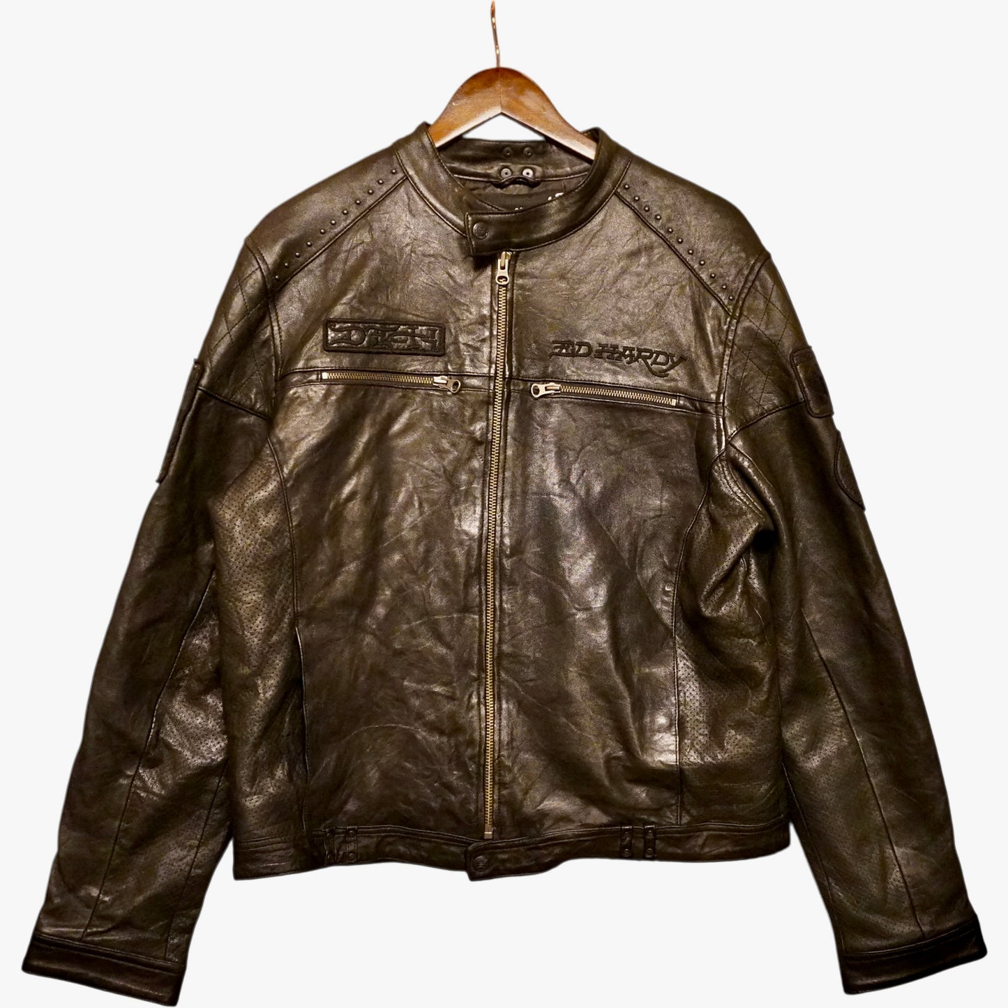 Vintage Ed Hardy Leather Jacket (L)