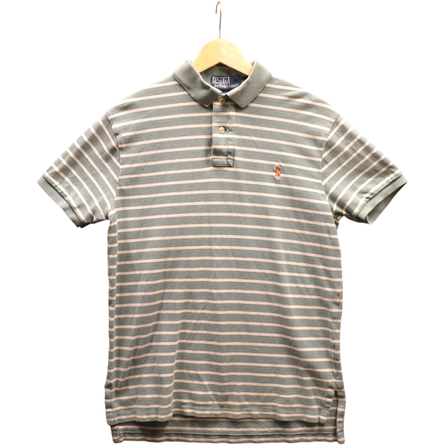 Pink on Green Striped Polo (S)