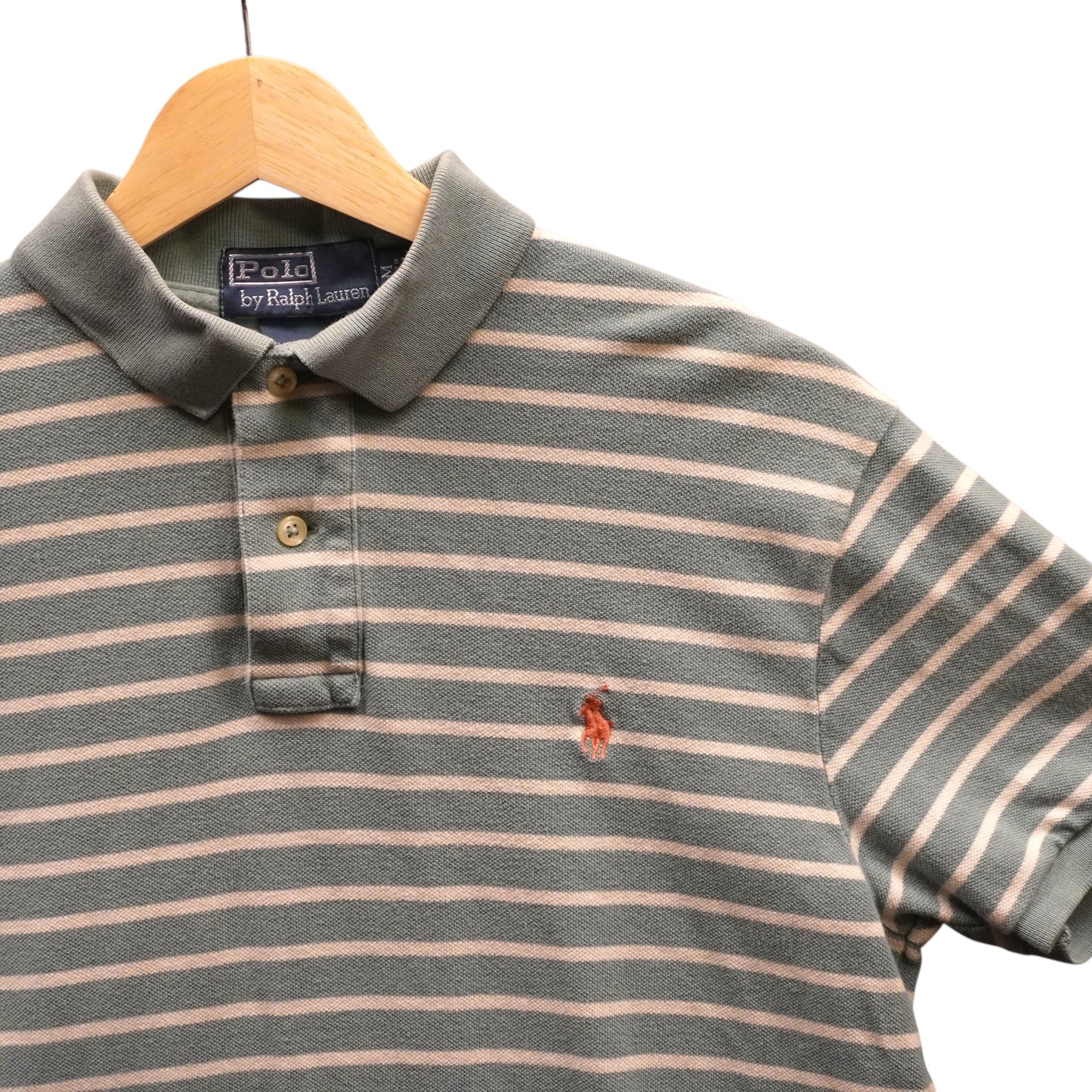 Pink on Green Striped Polo (S)