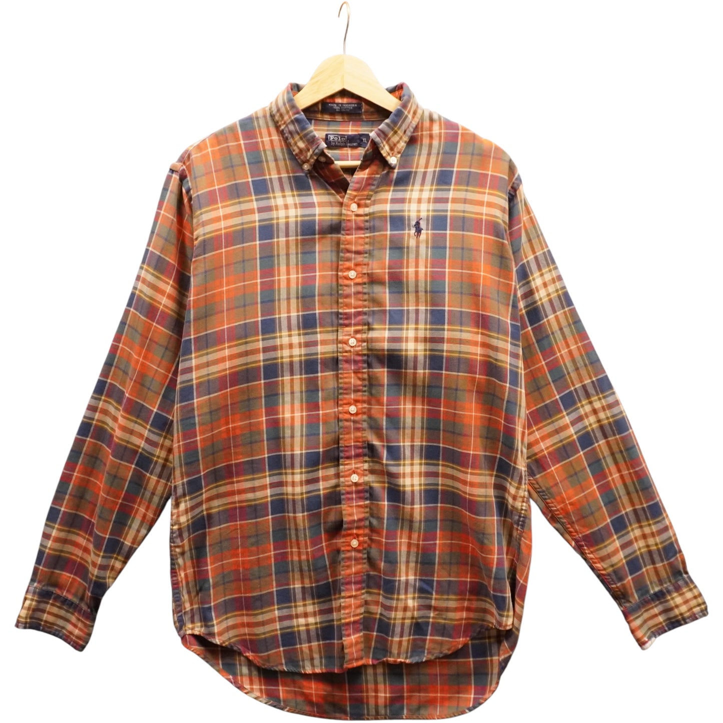 Polo Button Up Plaid/BLK (L)