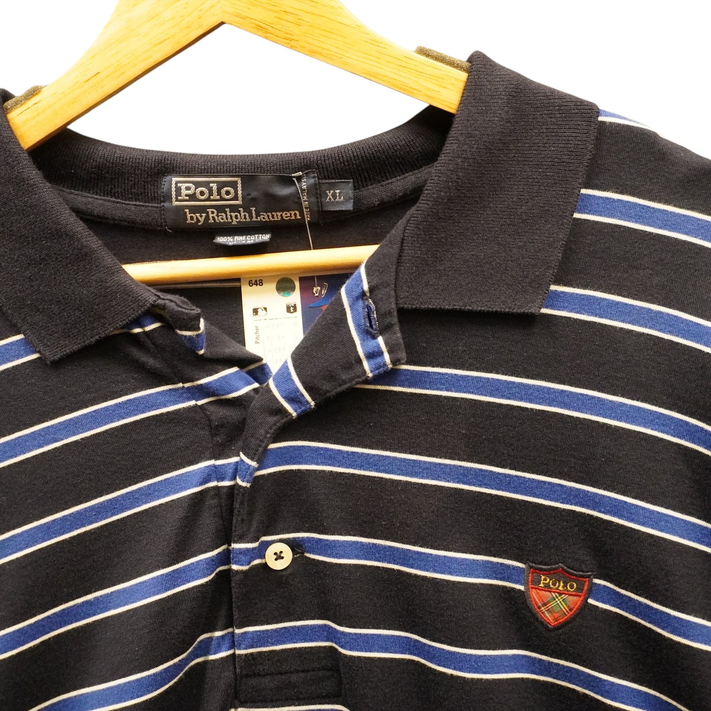 Blue on Black Striped Polo (XL)