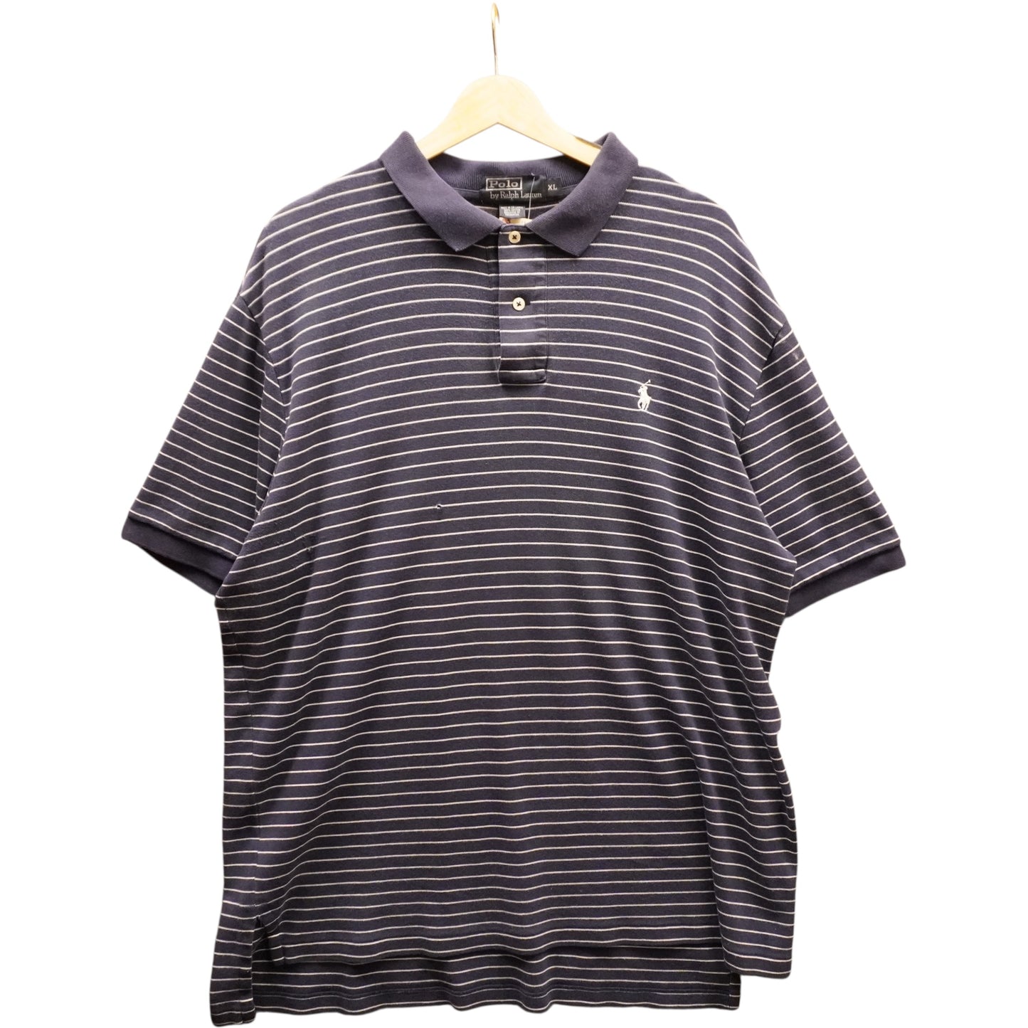 White on Navy Striped Polo (XL)