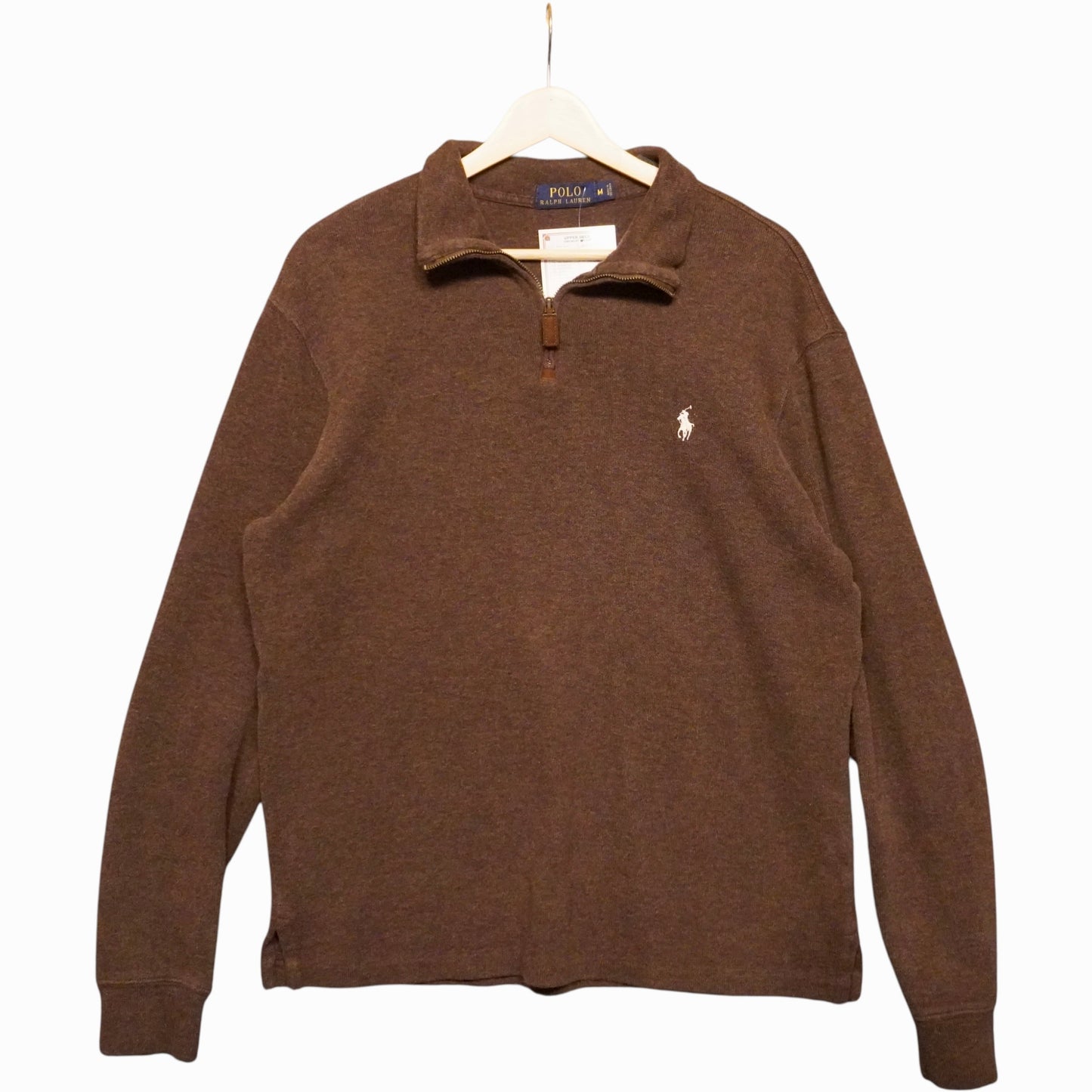 White on Brown POLO Quarter Zip (M)