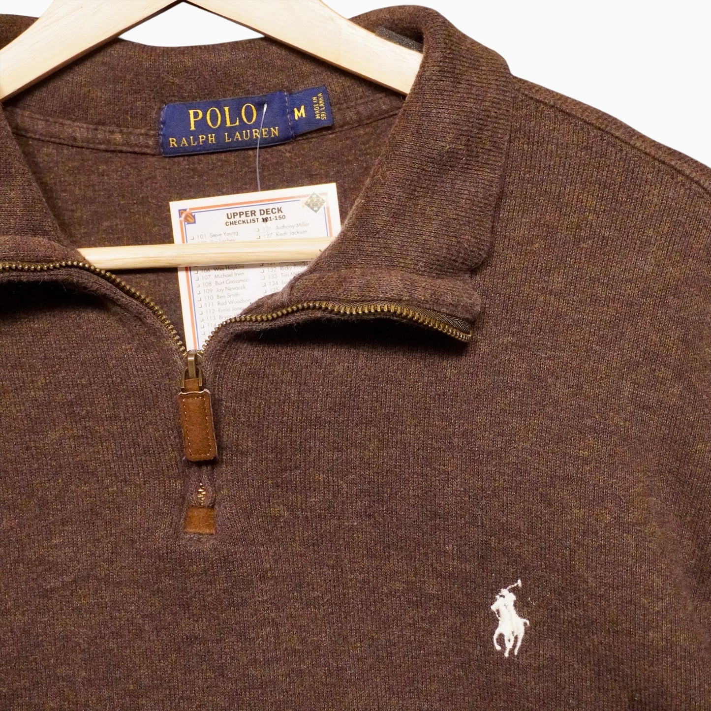 White on Brown POLO Quarter Zip (M)