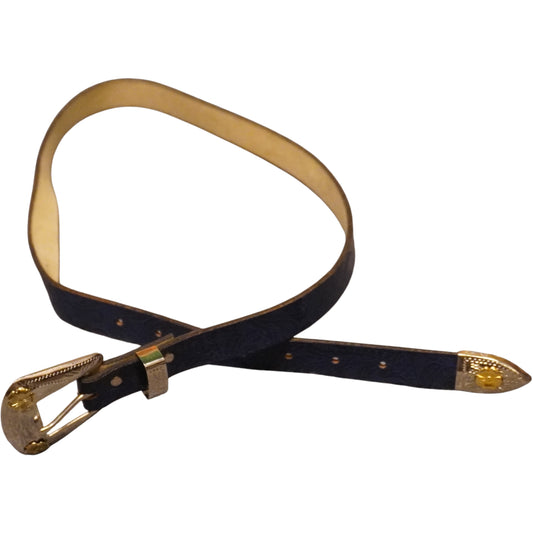 Blue and Silver Leather Belt (29"-34")
