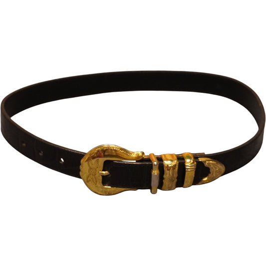 Gold on Black Alligator Belt (27"-31")