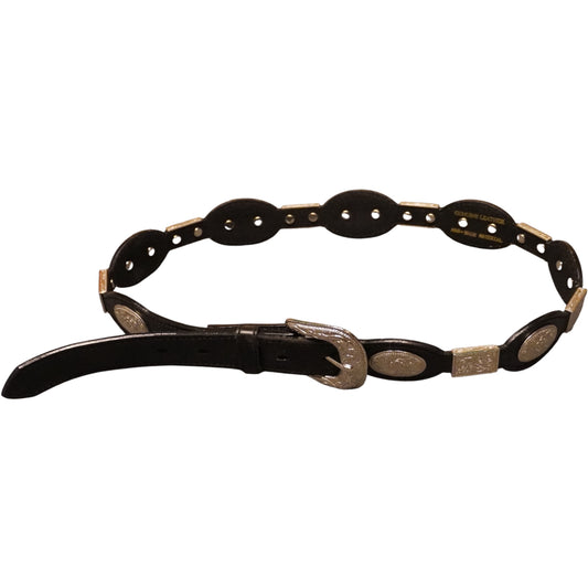 Vintage Silver on Black Western Belt (30"-34")