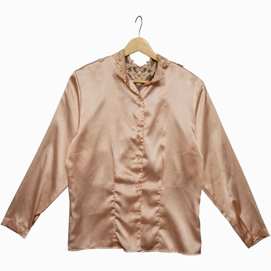 Vintage Satin Pink Blouse (Size-4)