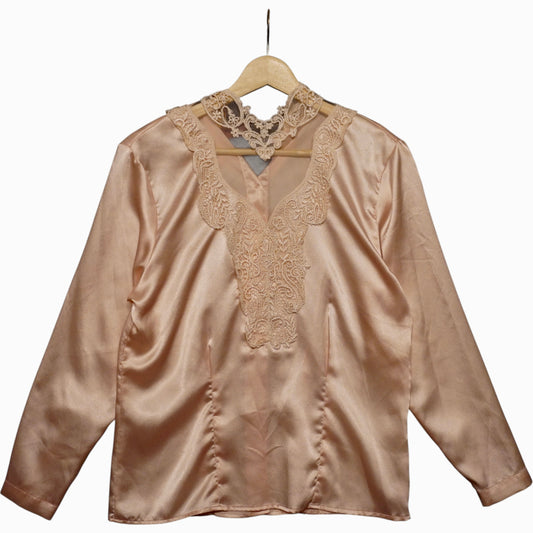 Vintage Satin Pink Blouse (Size-4)