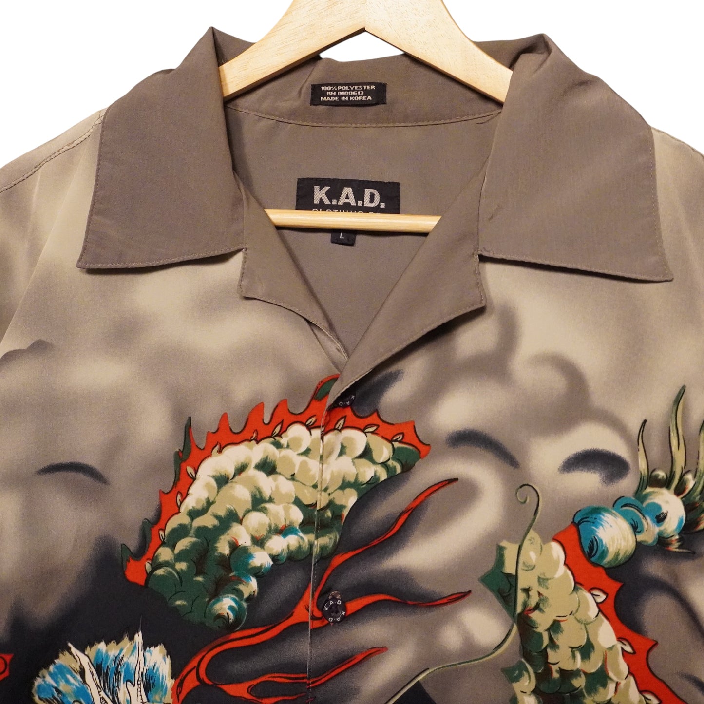 Dragon Cloudy Grey Button Down (L)