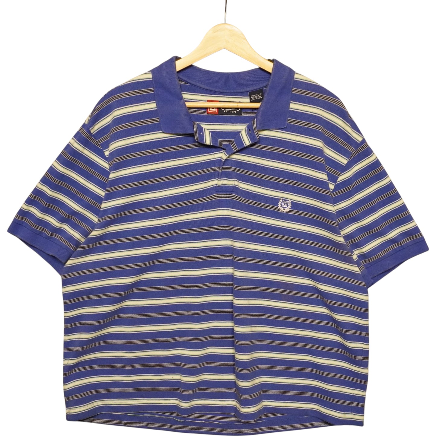 Chaps White on Stripe Boxy Polo (XL)