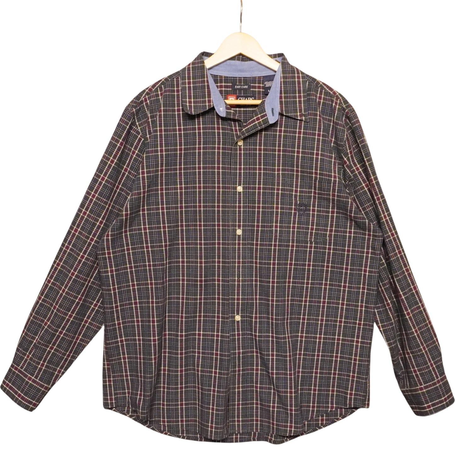 Chaps Navy on Plaid Button Down (L)