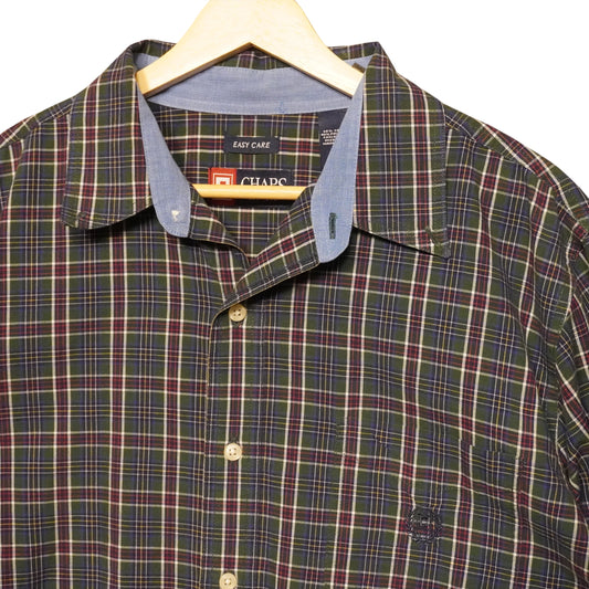 Chaps Navy on Plaid Button Down (L)