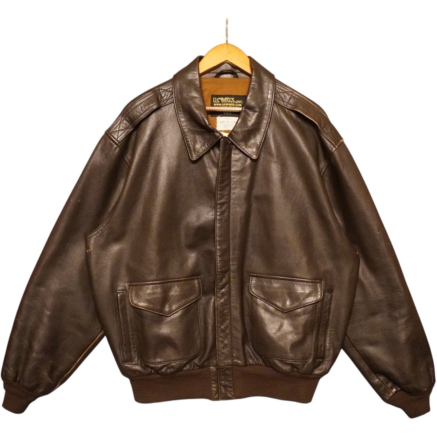 VTG U.S. Wings Leather Bomber Jacket (XL)