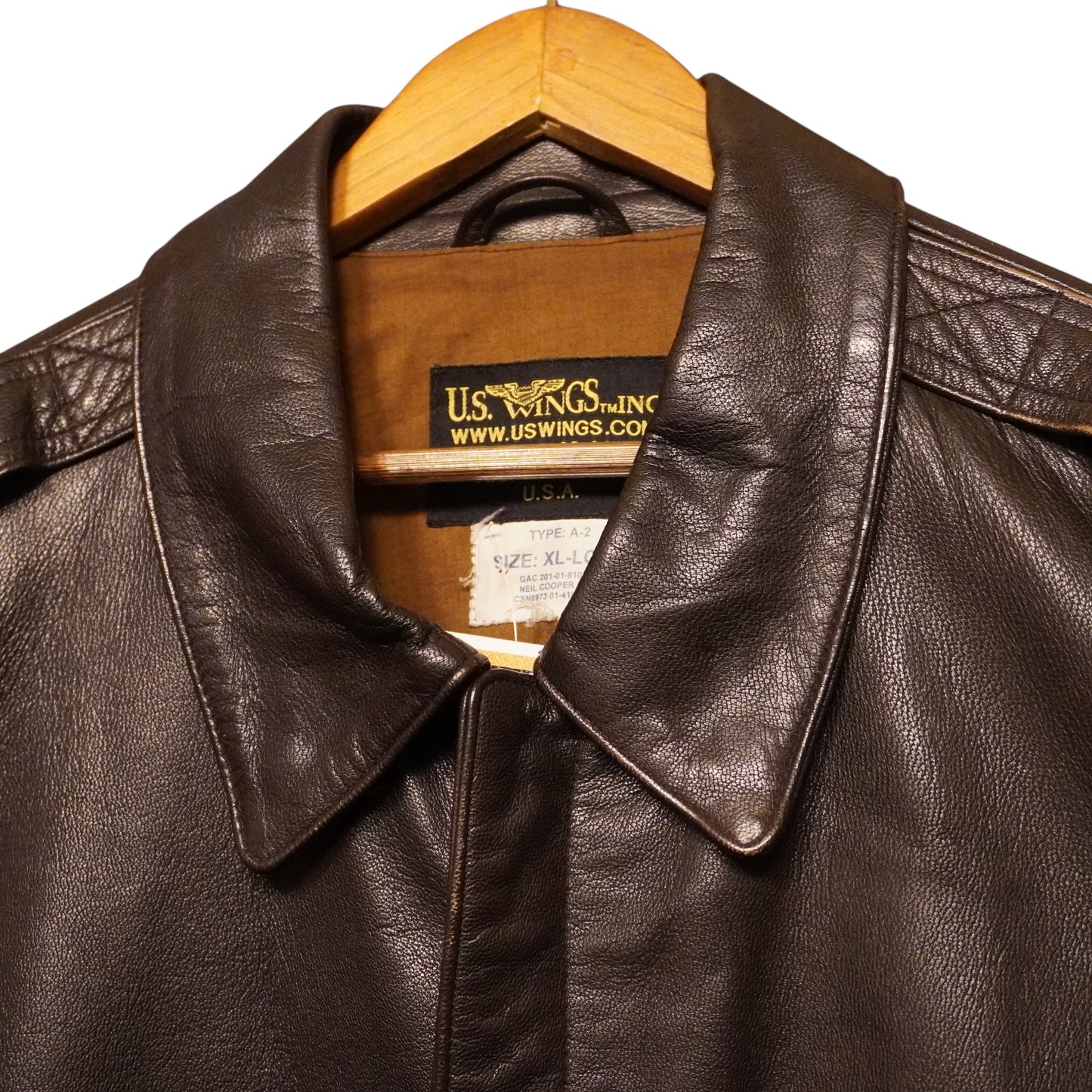 VTG U.S. Wings Leather Bomber Jacket (XL)