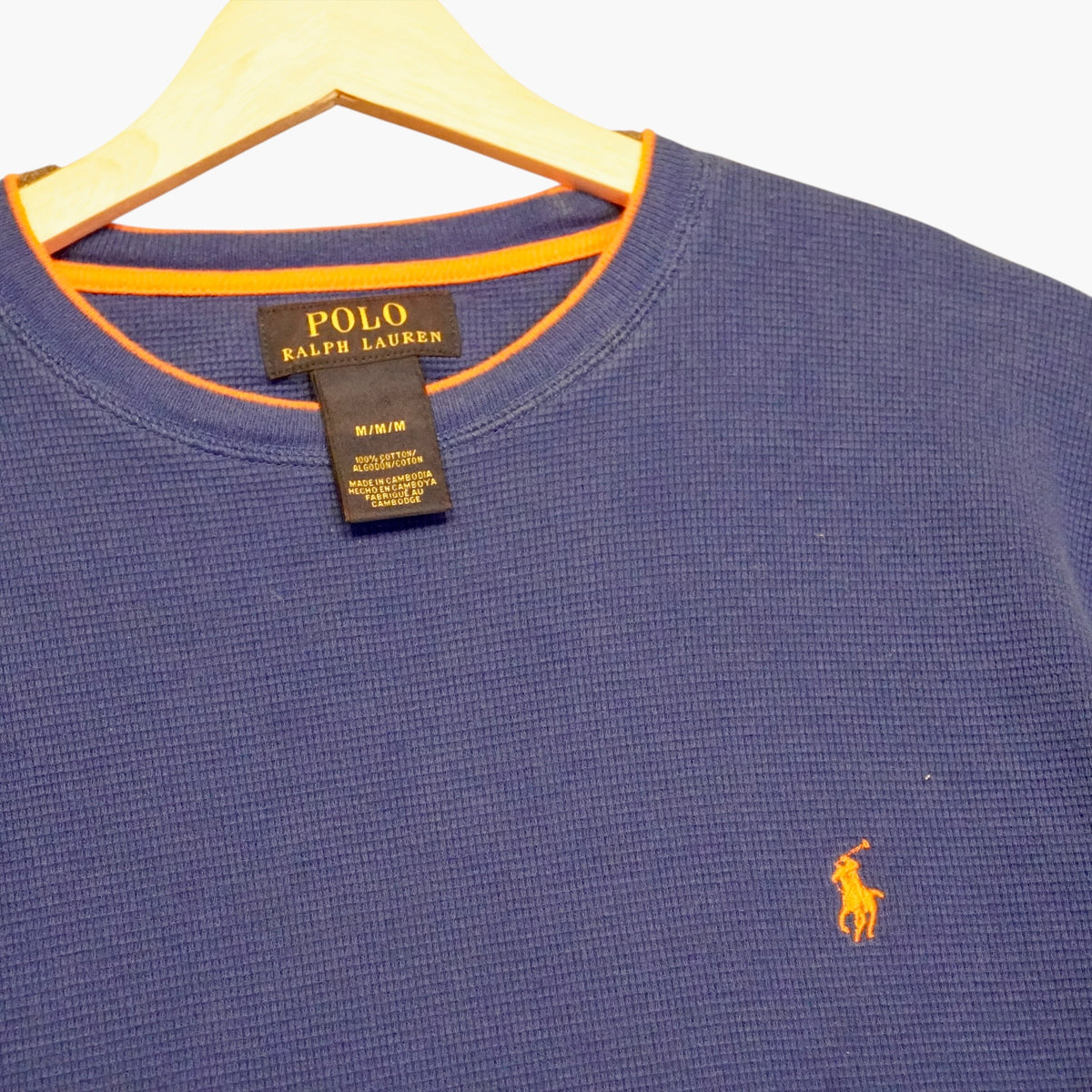 Polo Sweater Orange on Blue (M)