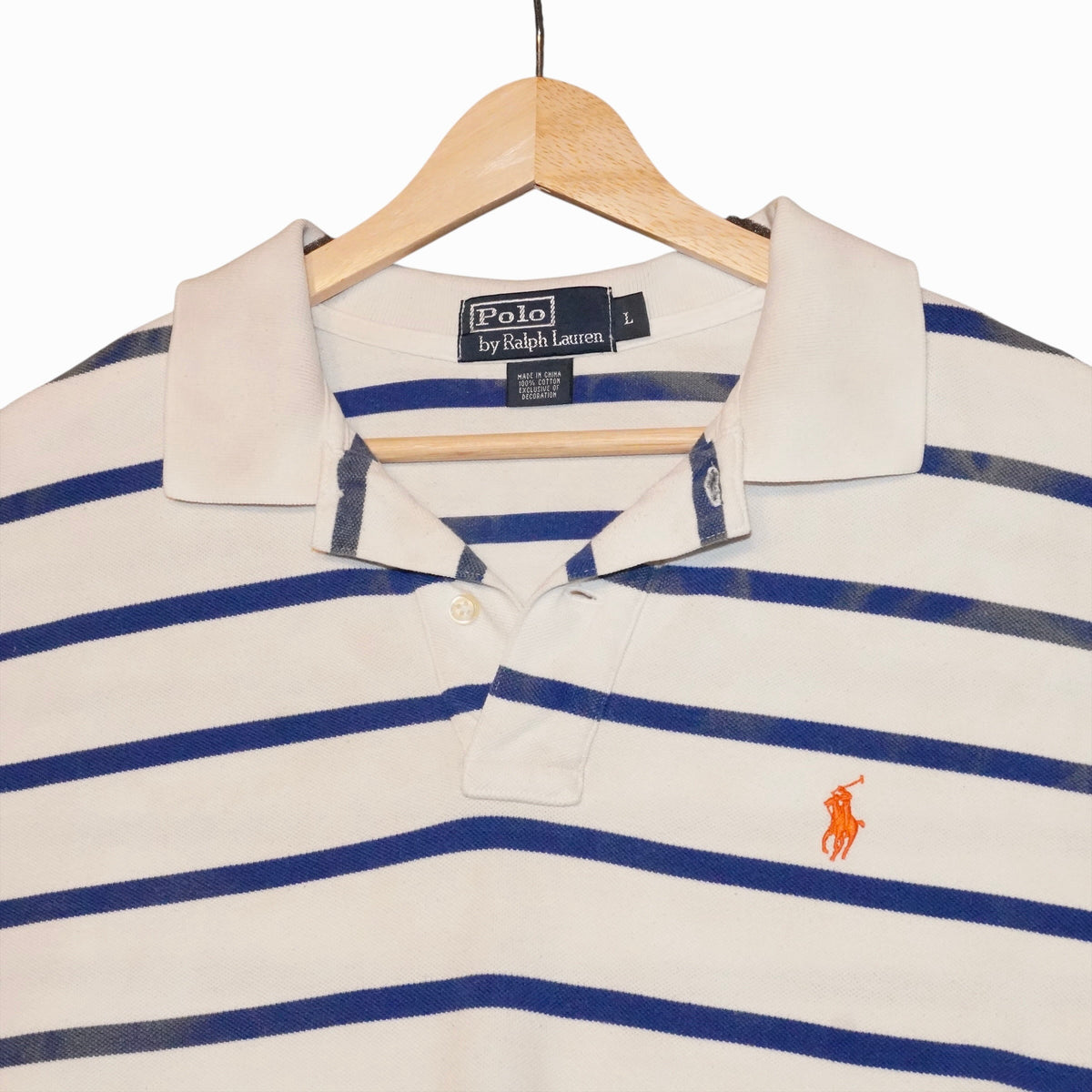 VTG POLO Orange on Stripes (L)