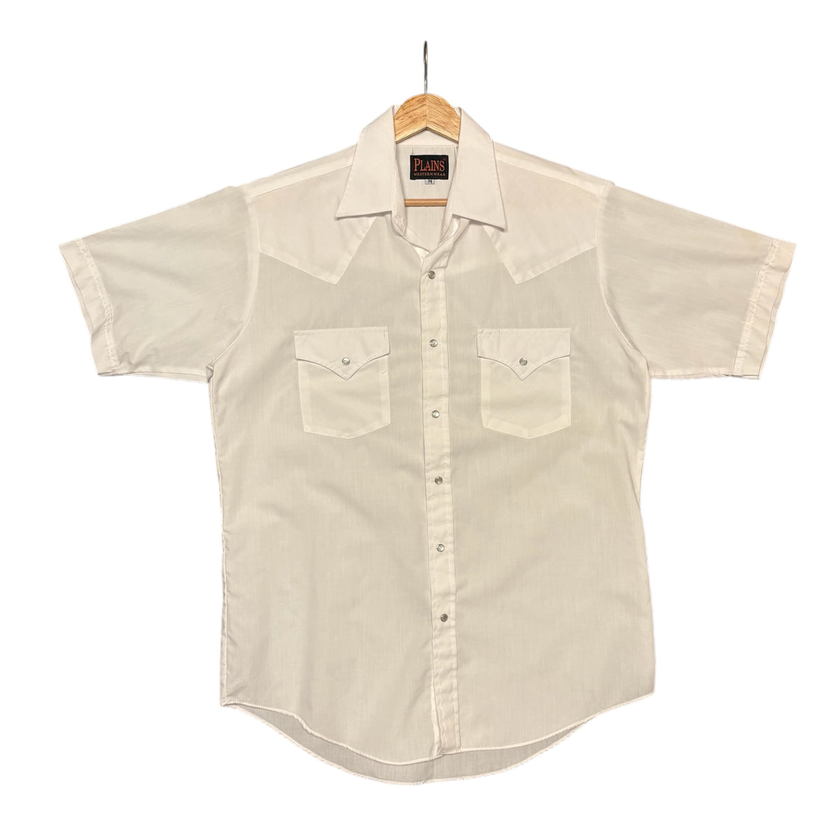 Plains White Pearl Snap Shirt (M)