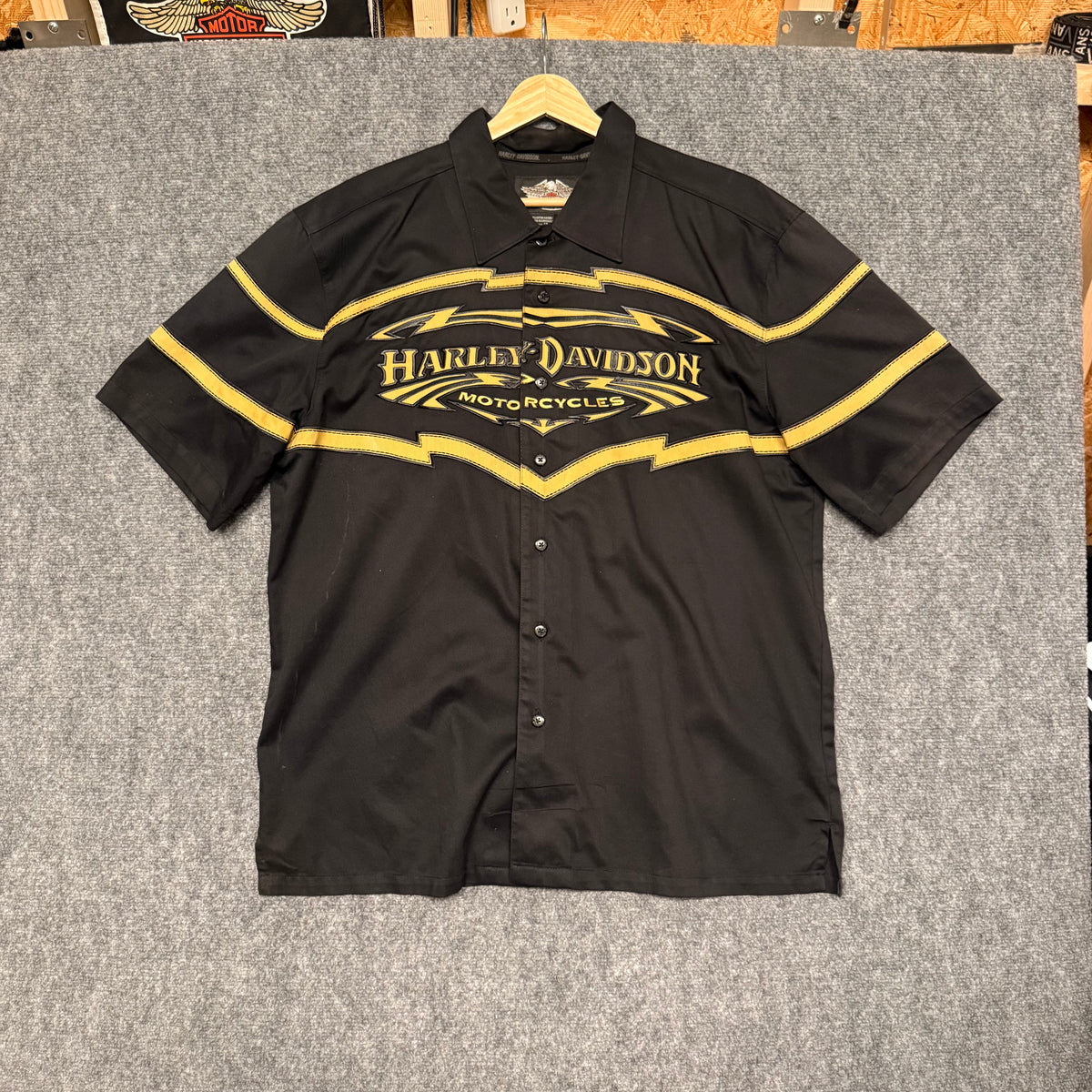 VTG Harley BLK Mechanic Shirt (L)
